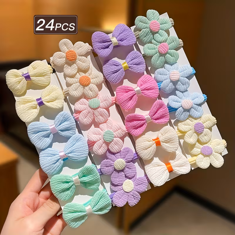  24 piezas de lazos de pelo florales para mujer